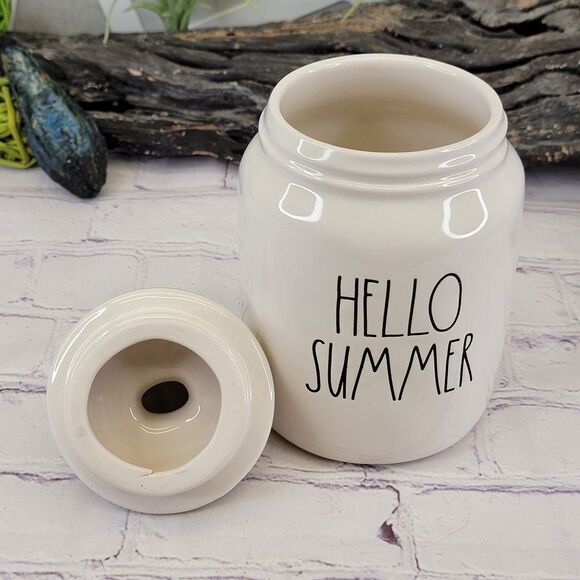 Rae Dunn HELLO SUMMER Ceramic Canister w/ Sea Shell Lid - Picture 6 of 9